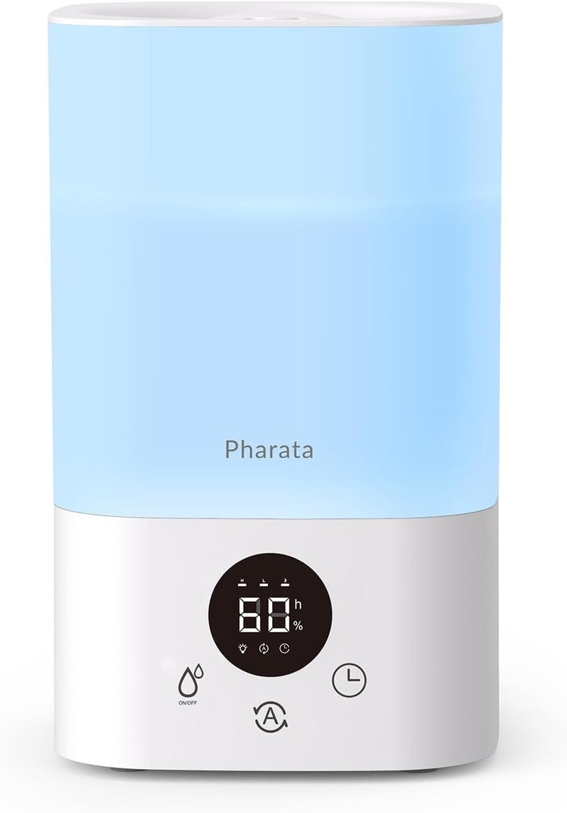 Pharata Smart Humidifiers for Bedroom Large Room, 3.5L Top Fill Cool Mist Air Humidifiers for Home Baby Plants Nursery, Humidity Control & Night Light, White - Image 1